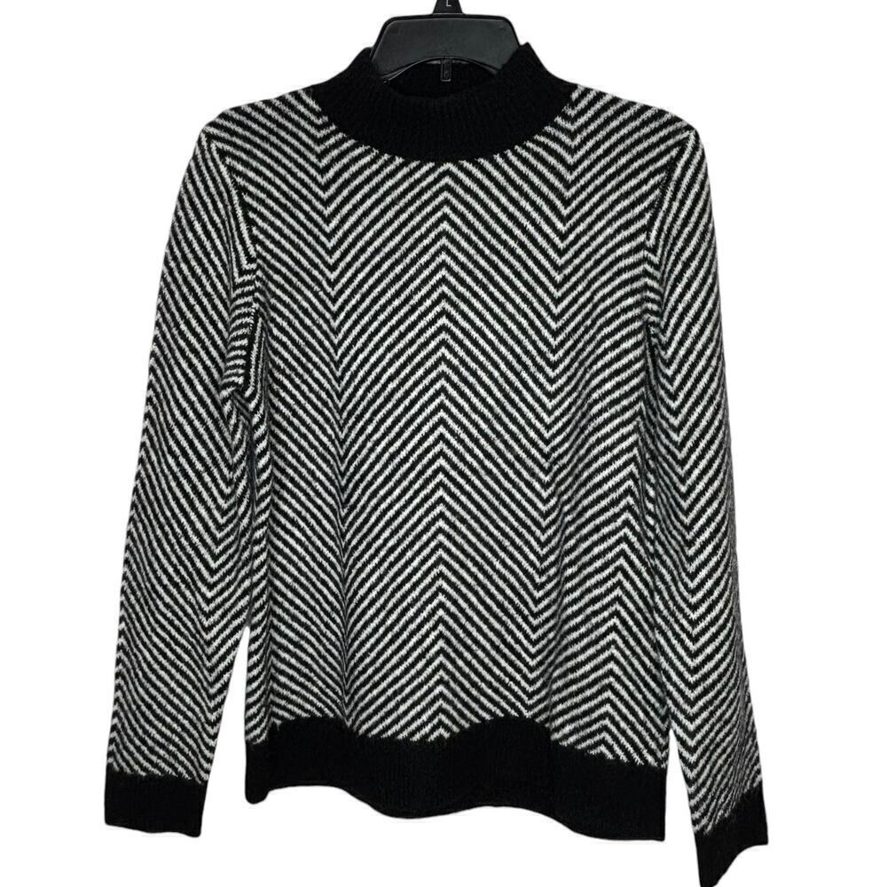 By Anthropologie Merino Wool Alpaca Blend Mock Neck Herringbone Sweater Medium